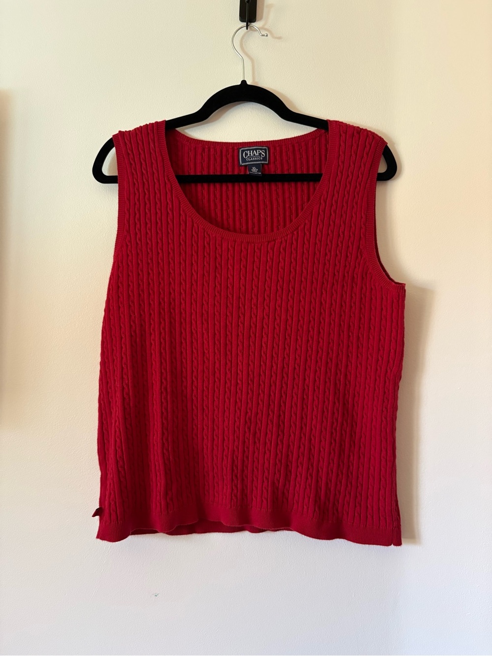 Chaps Bright Red Cable-Knit Sleeveless Tank
